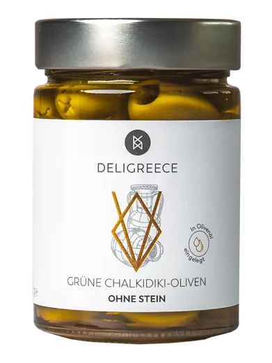 CHALKIDIKI OLIVEN OHNE STEIN | IN EXTRA NATIVEM OLIVENÖL | 320 g